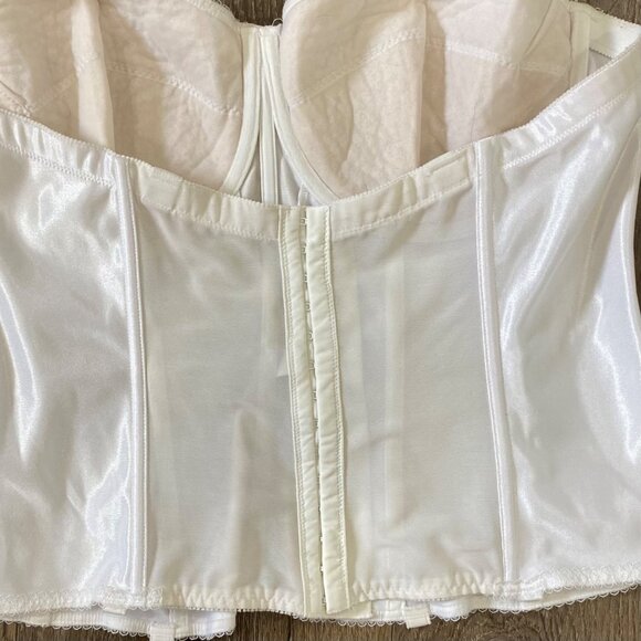 Dominique Strapless Satin Corset Bustier White Bridal Lingerie Boning & Hook - Picture 3 of 6